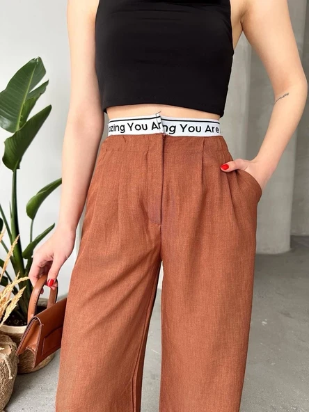 Flamlı kahve pantolon - Resim 7