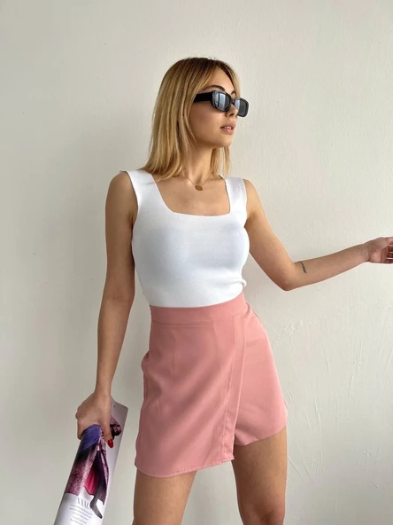 Kapaklı şort etek pudra s208 - Resim 5