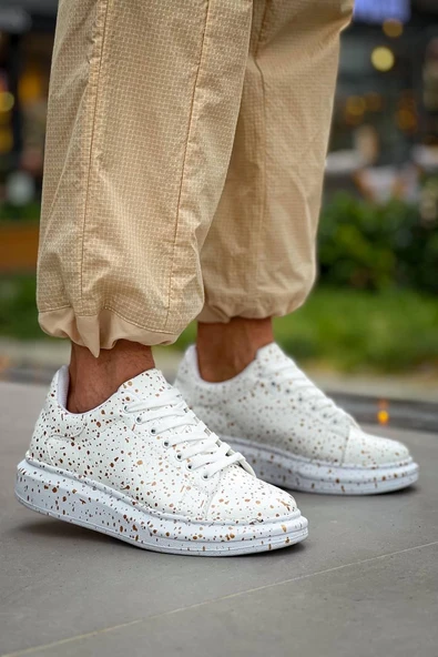 KB-X500  Kuback Beyaz Gold  Bağcıklı  Günlük Erkek  Ayakkabı - Resim 2