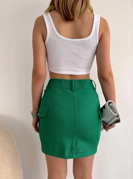 Körüklü cep etek yeşil s24904 - Resim 2