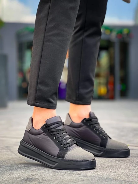 KB-X46 Kuback Siyah Gri Yüksek Siyah Taban Günlük Spor Ayakkabı - Resim 5