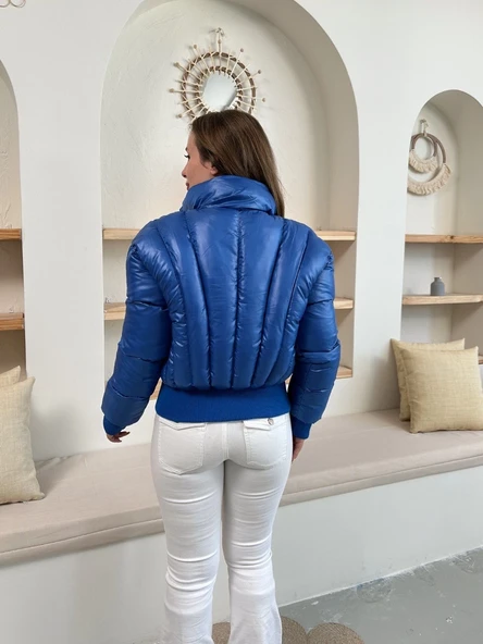 Puffer kısa mont mavi st25534 - Resim 4