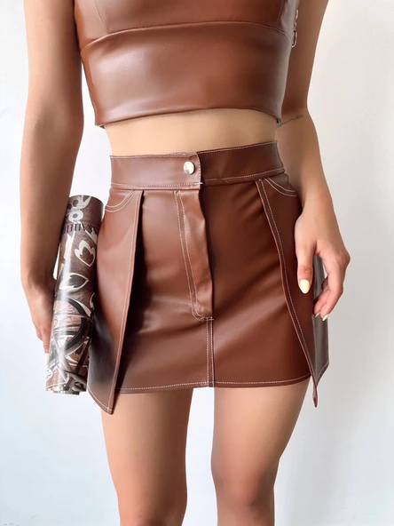 Kontrast deri etek kahve w260015 ürün görseli 1