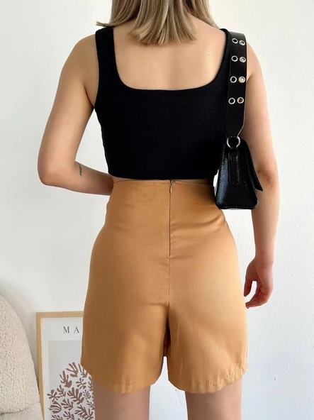 Dört çıtçıtlı Gabardin şort etek s249001 - Resim 3