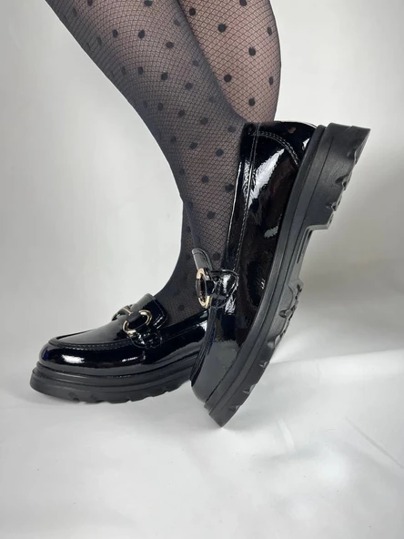 KB-ZN101 Kuback Kömür Rugan Günlük Kadın Babet - Resim 3