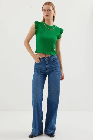 0430 Örme Bluz - Yeşil - Resim 2