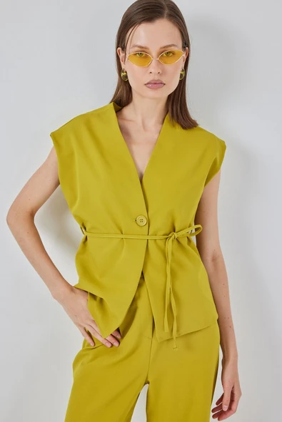 Yelek Pantolon Kumaş Takım 30050 - Yağ Yeşil - Resim 2