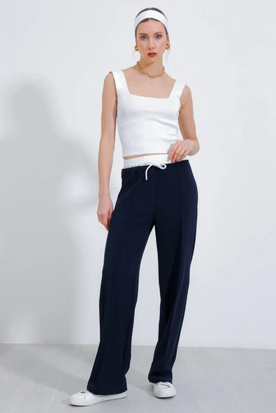 Lacivert Bol Paça Çımalı Pantolon 6662 ürün görseli 1