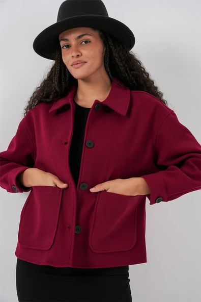 0713 Kaşe Ceket - Bordo ürün görseli 1
