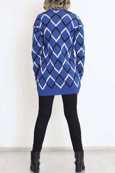 V Desen Pike Örgü Hırka Saks - Resim 7