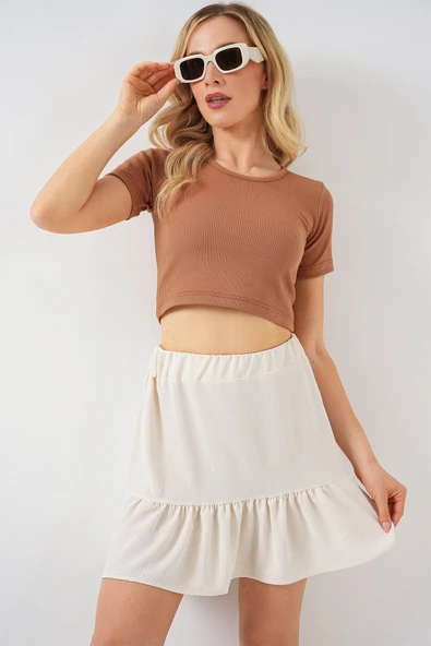 Ayrobin Mini Etek 8054 - Ekru ürün görseli 1