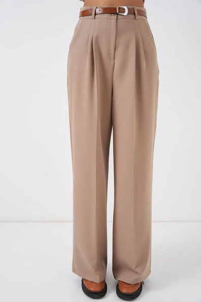 Yüksek Bel Palazzo Pantolon 30051 - Bej - Resim 2