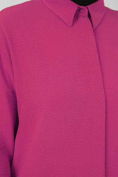 Uzun Gömlek Tunik 5945 - Fuşya - Resim 2