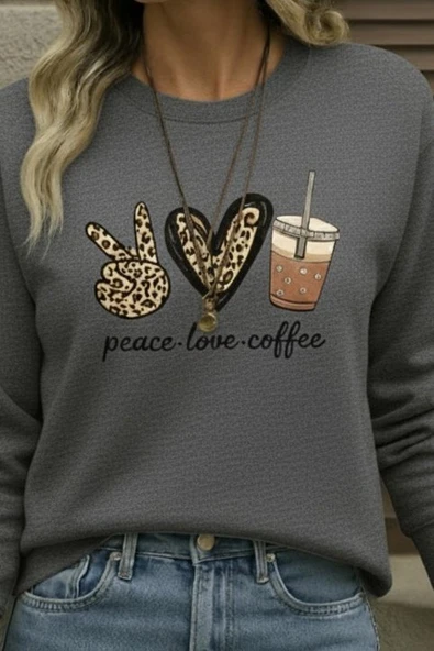 Kadın Uzun Kollu Bisiklet Yaka Kalp Desenli Viskon Iki Iplik Bluz - Resim 2