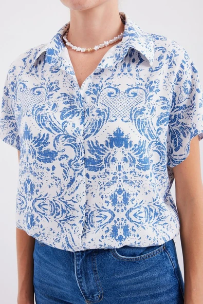 3711 Yarım Kol Gömlek - D.Mavi - Resim 4