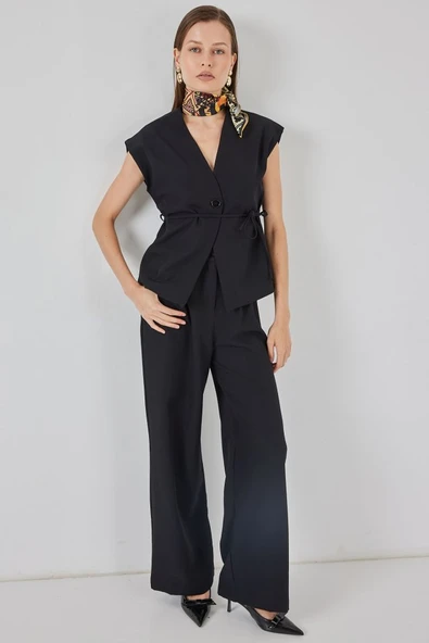 Yelek Pantolon Kumaş Takım 30050 - Siyah - Resim 3