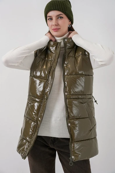 Parlak Şişme Yelek 5218 - Haki - Resim 2