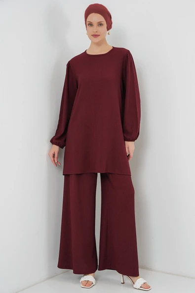 Tunik Pantolon Alt Üst Takım 6663 - Bordo ürün görseli 1