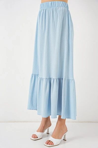 1886 Uzun Örme Etek - Açık Mavi - Resim 2