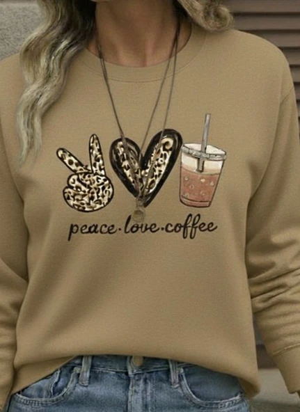 Kadın Uzun Kollu Bisiklet Yaka Kalp Desenli Viskon Iki Iplik Bluz - Resim 2