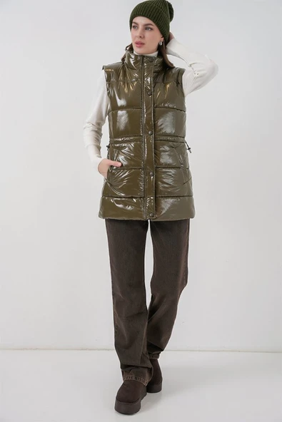 Parlak Şişme Yelek 5218 - Haki - Resim 3
