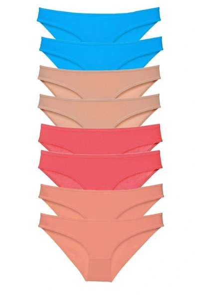 LitaeTrend 8 adet Süper Eko Set Likralı Kadın Slip Külot Ten Pudra Fuşya Mavi ürün görseli 1