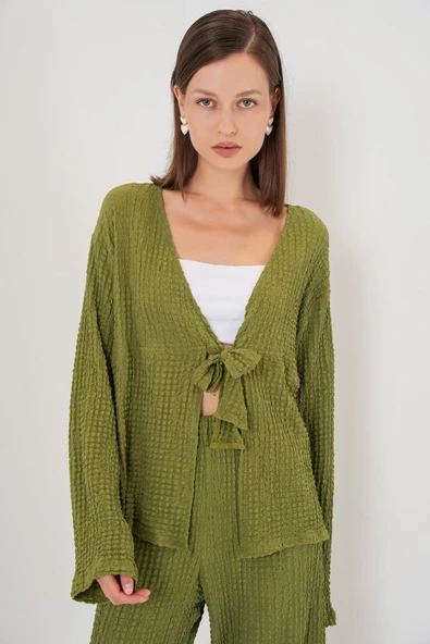 Örme Bluz Pantolon İkili Takım 30052 - E.Yeşil - Resim 2