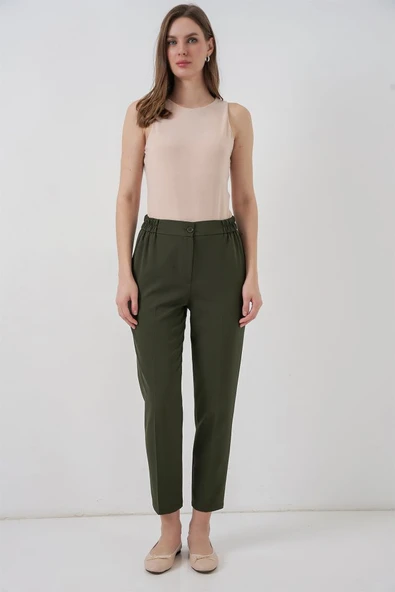 Beli Lastikli Kumaş Pantolon 30058 - Haki ürün görseli 1