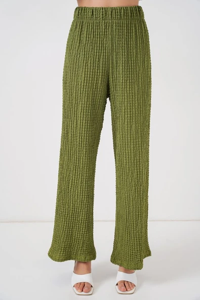 Örme Bluz Pantolon İkili Takım 30052 - E.Yeşil - Resim 4
