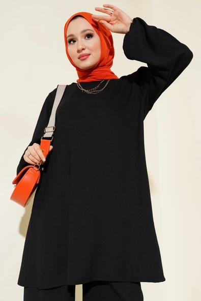 Siyah Tunik Pantolon Alt Üst Takım 6663 - Resim 2
