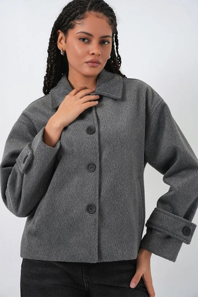 Kısa Kaşe Ceket 0724 - Antrasit - Resim 4