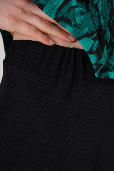 6543 Örme Pantolon - Siyah - Resim 4