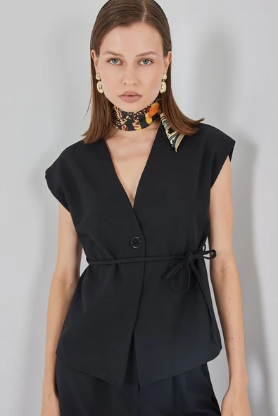 Yelek Pantolon Kumaş Takım 30050 - Siyah - Resim 2