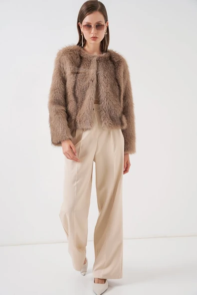 Peluş Kürk Mont 5225 - Bisküvi - Resim 2