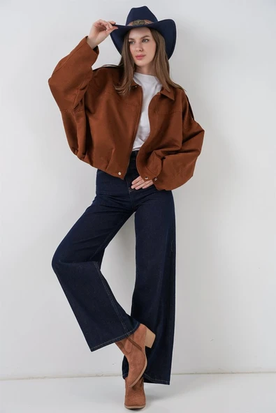 Oversize Süet Ceket 1055 - Y.Kiremit - Resim 2