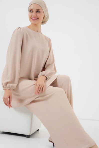Ayrobin Tunik Pantolon Alt Üst Takım 6712 - Krem ürün görseli 1