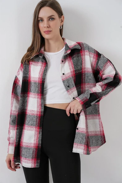 Ekose Desen Oversize Oduncu Gömlek 3854 Kiremit - Resim 3