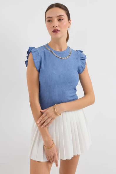 0430 Örme Bluz - İndigo ürün görseli 1