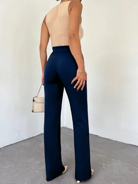 Düğmeli Likralı Pantolon  -Laci - Resim 2