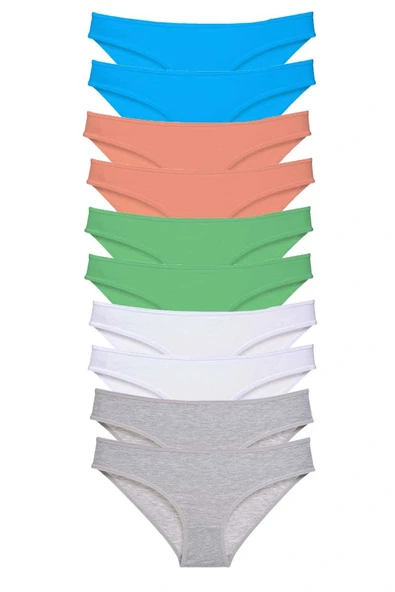 LitaeTrend 10 adet Süper Eko Set Likralı Kadın Slip Gri Beyaz Pudra Yeşil Mavi ürün görseli 1