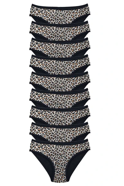 LitaeTrend 9 Adet Leopar Desenli Likralı Yumuşak Dokulu Kadın Slip Külot ürün görseli 1