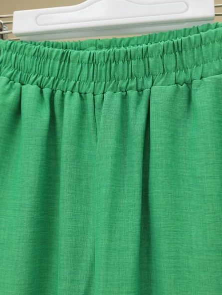 Beli Lastikli Çift Cepli Salaş Pantolon -Yeşil - Resim 4