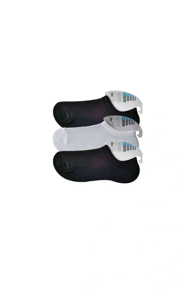 LitaeTrend Siyah ve Beyaz Erkek Görünmez Çorap 3 çift ürün görseli 1