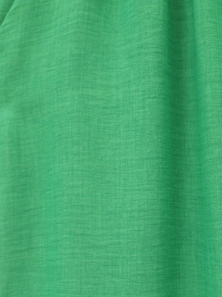 Beli Lastikli Çift Cepli Salaş Pantolon -Yeşil - Resim 3