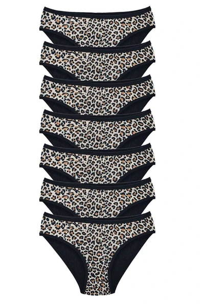 LitaeTrend 7 Adet Leopar Desenli Likralı Yumuşak Dokulu Kadın Slip Külot ürün görseli 1