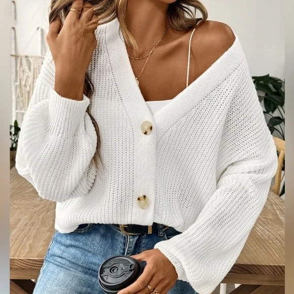 Düğme Detay Triko Bluz - Resim 6