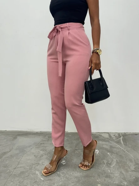 Kemerli Bilek Pantolon     -Pudra ürün görseli 1