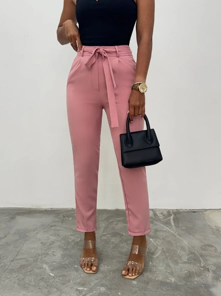 Kemerli Bilek Pantolon     -Pudra - Resim 6