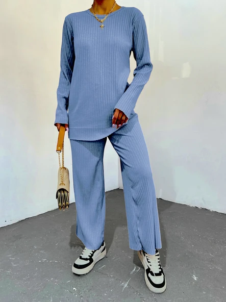 Bisiklet Yaka Kaşkorse Takım    -Mavi - Resim 2