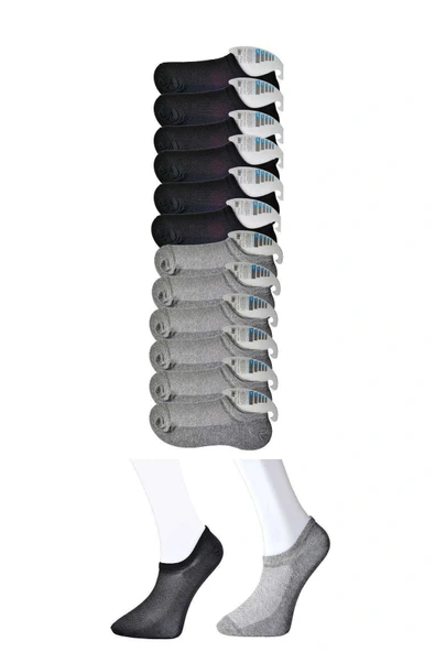 LitaeTrend Siyah ve Gri Erkek Görünmez Çorap 12 çift ürün görseli 1